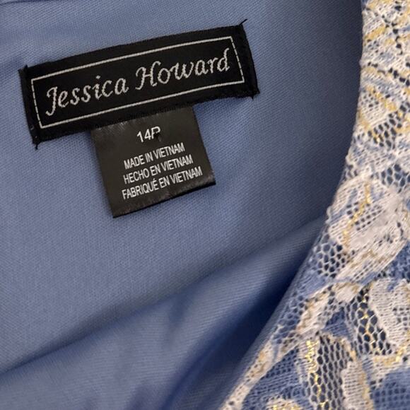 NWT Jessica Howard Floral Feminine Romantic Lace Spring Blue White Dress 14 P - Picture 4 of 6